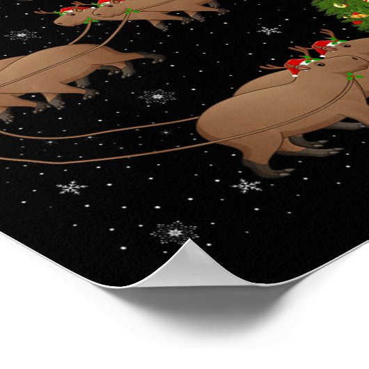Capybara Santa Sleigh Flying Funny Magical Christm Poster (Ecke)