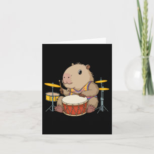 Capybara-Schlagzeuger spielt Schlagzeug Nagetiere Karte