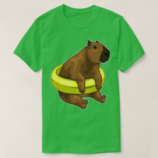 Capybara Schwimmbad Lifebuoy T-Shirt (Design vorne)