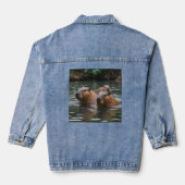 Capybara schwimmen im Fluss, Jeansjacke (Rückseite)