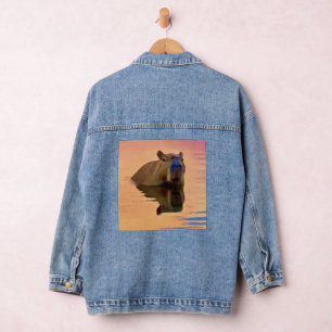 Capybara Schwimmen im See Jeansjacke