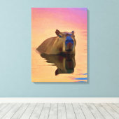 Capybara Schwimmen im See Leinwanddruck (Insitu (Holzboden))