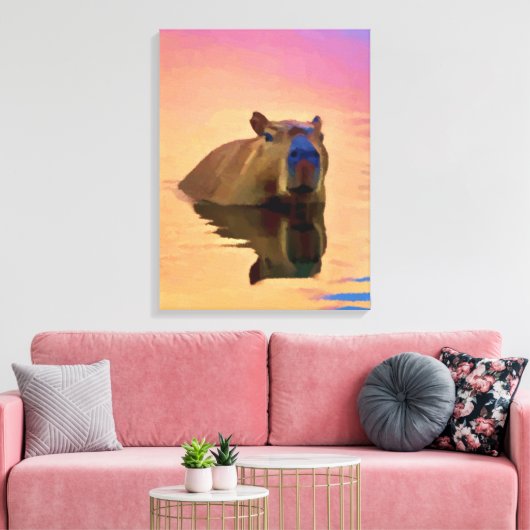Capybara Schwimmen im See Leinwanddruck (Insitu (Wohnzimmer))