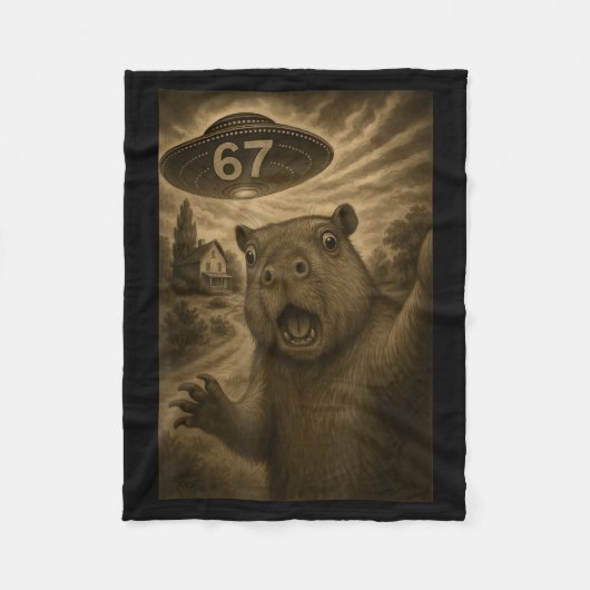 Capybara Selfie 67 Meme Sechs Sieben Lustiges Ufo Fleecedecke (Vorderseite)