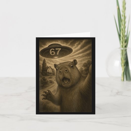 Capybara Selfie 67 Meme Six Seven Funny Ufo  Karte (Vorderseite)