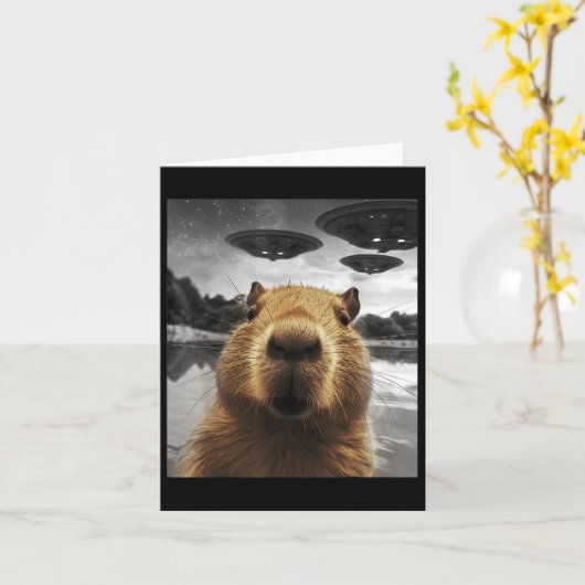 Capybara Selfie Funny Xmas Animal Graphic Capybara Karte (Gelbe Blume)