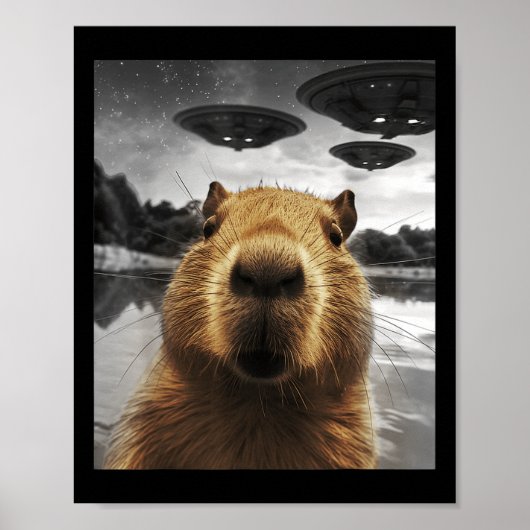 Capybara Selfie Funny Xmas Animal Graphic Capybara Poster (Vorne)