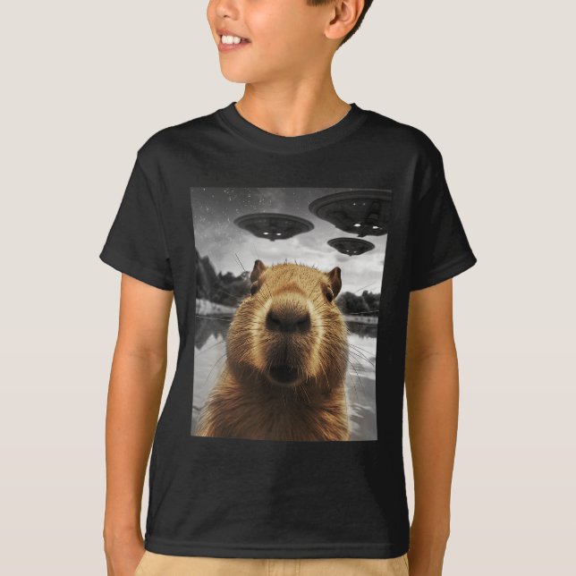 Capybara Selfie Funny Xmas Animal Graphic Capybara T-Shirt (Vorderseite)