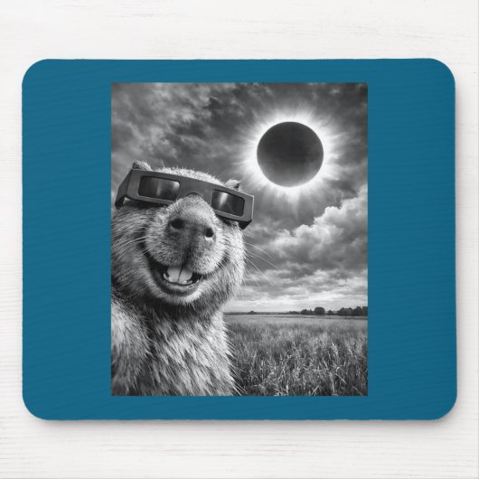 Capybara Selfie Lustiges Tier Sonnenfinsternis Gra Mousepad (Vorne)