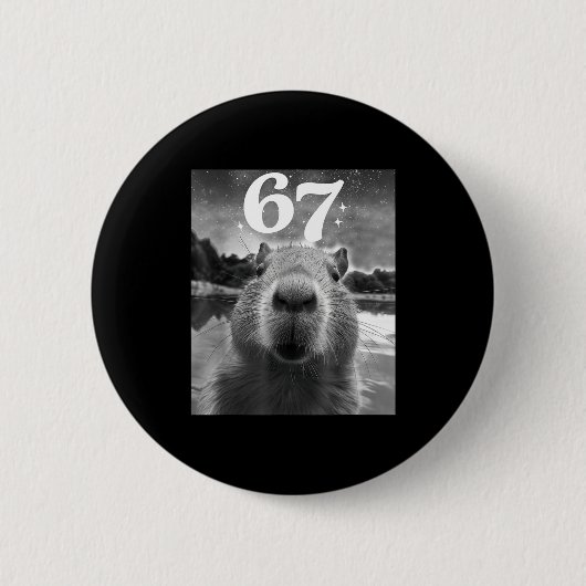 Capybara-Selfie mit 67 Meme-Capy-Grafik für Männer Button (Vorderseite)