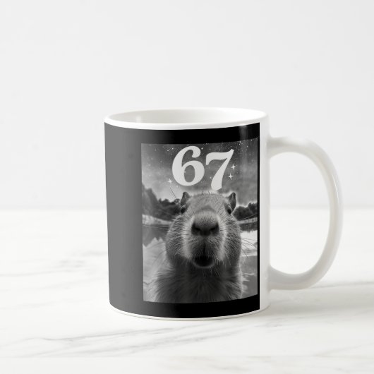 Capybara-Selfie mit 67 Meme Capy-Grafik für Männer Kaffeetasse (Rechts)