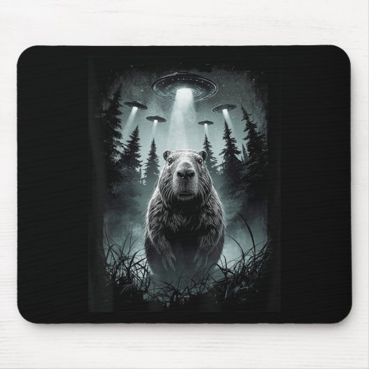 Capybara Selfie mit Alien Ufo Funny Capybara Gesch Mousepad (Vorne)