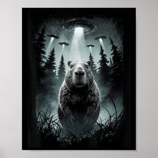 Capybara Selfie mit Alien Ufo Funny Capybara Gesch Poster (Vorne)