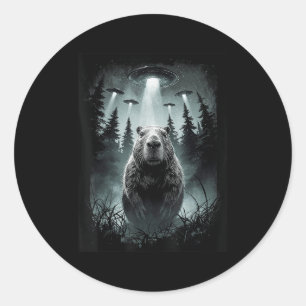 Capybara Selfie mit Alien Ufo Funny Capybara Gesch Runder Aufkleber