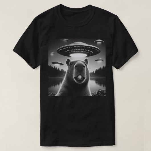 Capybara selfie mit UFO T-Shirt (Design vorne)