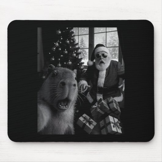 Capybara-Selfie mit Weihnachtsmann Lustiges Capyba Mousepad (Vorne)