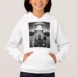 Capybara Selfie Ufo Invasion Funny Girl's Mode Hoodie