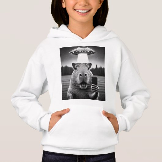 Capybara Selfie Ufo Invasion Funny Girl's Mode Hoodie (Vorderseite)
