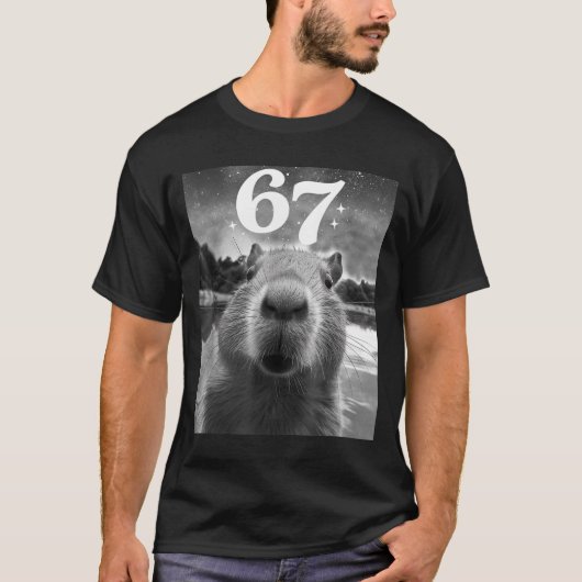 Capybara Selfie With 67 Meme Capy Graphic For Men  T-Shirt (Vorderseite)