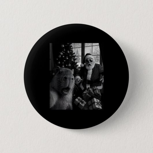 Capybara Selfie With Santa Funny Capybara For Men Button (Vorderseite)