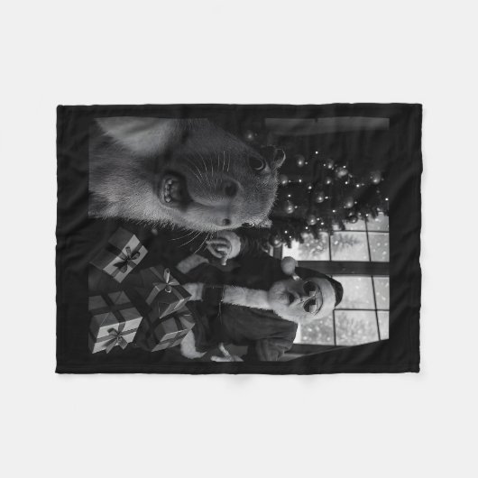 Capybara Selfie With Santa Funny Capybara For Men Fleecedecke (Vorderseite (Horizontal))