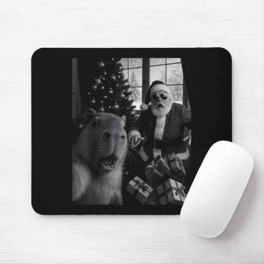 Capybara Selfie With Santa Funny Capybara For Men Mousepad (Mit Mouse)