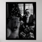Capybara Selfie With Santa Funny Capybara For Men Poster (Vorne)
