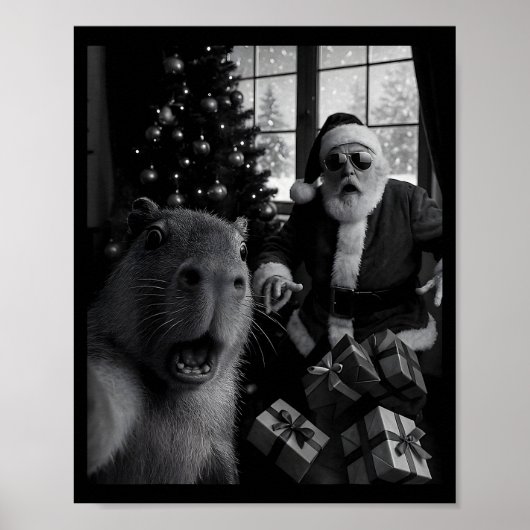 Capybara Selfie With Santa Funny Capybara For Men  Poster (Vorne)