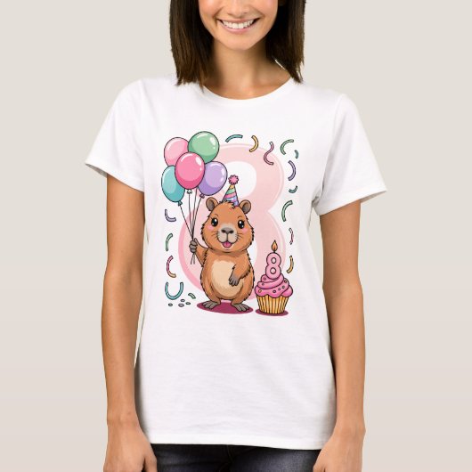 Capybara Shirt for Girls 8 Birthday Party Fun (Vorderseite)