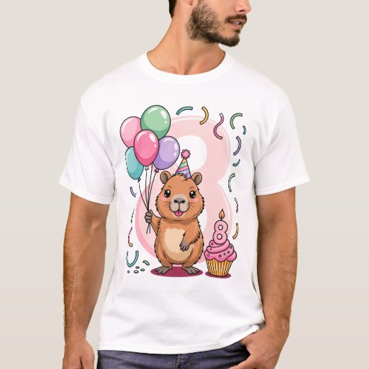 Capybara Shirt for Girls 8 Birthday Party Fun (Vorderseite)