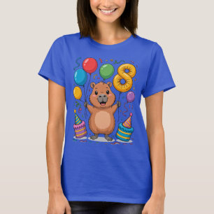 Capybara-Shirt für Mädchen zum 8. Geburtstagsfest T-Shirt