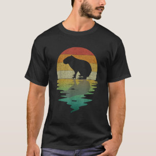 Capybara-Silhouette Sonnenuntergang Retro Vintage T-Shirt