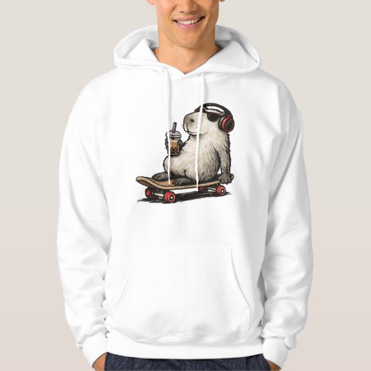Capybara Skateboard Bubble Tea Hoodie (Vorderseite)