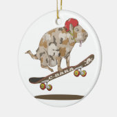 Capybara Skateboard Ollie Keramik Ornament (Links)