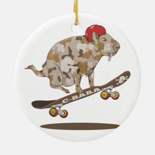 Capybara Skateboard Ollie Keramik Ornament (Hinten)