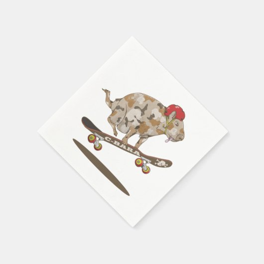 Capybara Skateboard Ollie Serviette (Ecke)