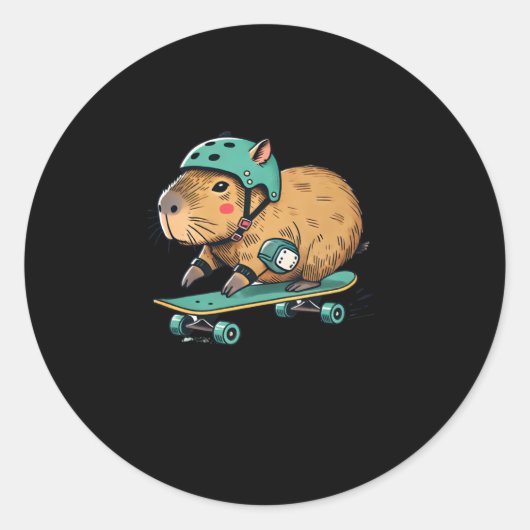 Capybara Skater Skateboard Abenteuer Sticker (Vorderseite)
