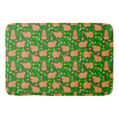 Capybara Sketch mit Frühlingsblumen auf Grün Badematte (Vorderseite)