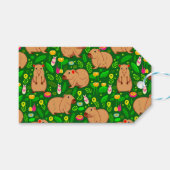 Capybara Sketch mit Frühlingsblumen auf Grün Geschenkanhänger (Vorderseite (Horizontal))