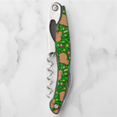 Capybara Sketch mit Frühlingsblumen auf Grün Kellnermesser (Vorderseite)