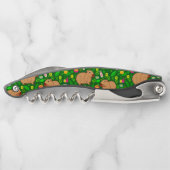 Capybara Sketch mit Frühlingsblumen auf Grün Kellnermesser (Rückseite)