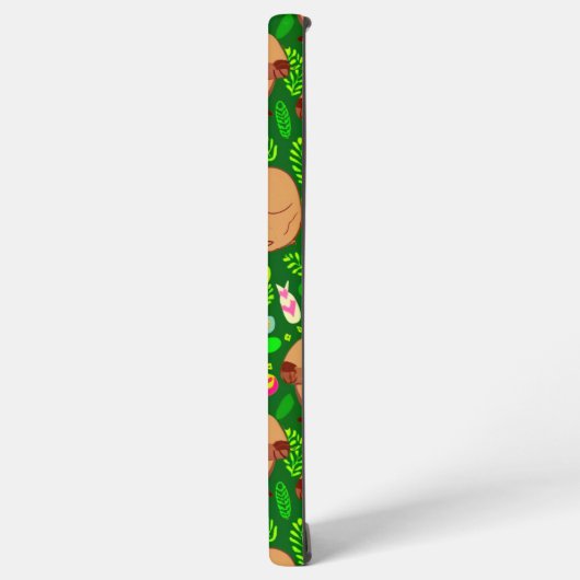 Capybara Sketch mit Frühlingsblumen auf Grün Samsung Galaxy Hülle (Linke Seite)