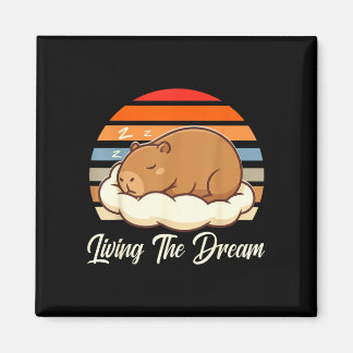 Capybara sleepybara lebt den Traum Retro Vintage Magnet
