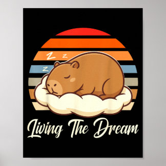 Capybara sleepybara lebt den Traum Retro Vintage Poster