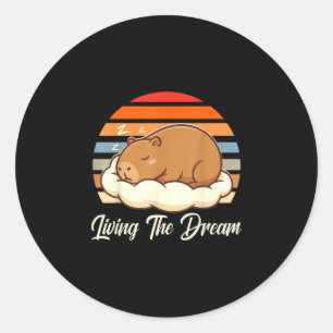 Capybara Sleepybara lebt den Traum Retro Vintage Runder Aufkleber