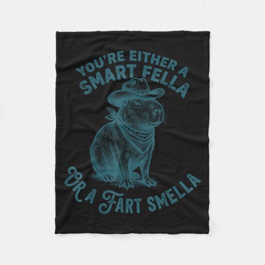 Capybara Smart Fella Fart Smella Funny Cowboy Humo Fleecedecke (Vorderseite)