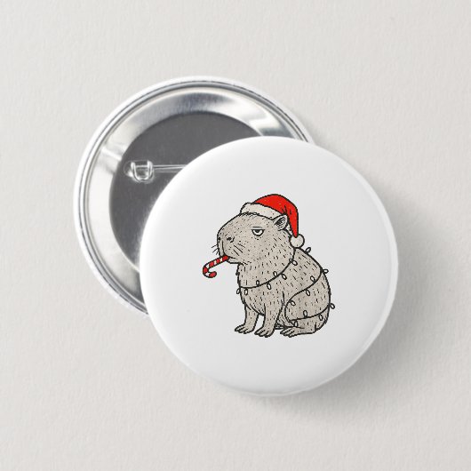 Capybara Smoking Christmas Ugly Cigarette Gen Z Button (Vorne & Hinten)
