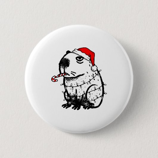 Capybara Smoking Christmas Ugly Cigarette Gen Z Button (Vorderseite)