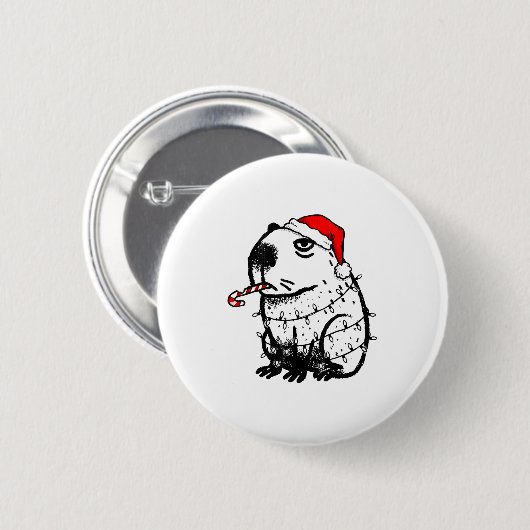 Capybara Smoking Christmas Ugly Cigarette Gen Z Button (Vorne & Hinten)