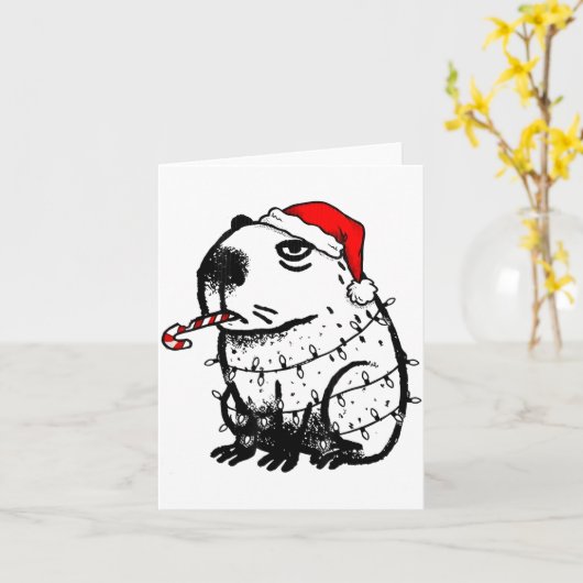 Capybara Smoking Christmas Ugly Cigarette Gen Z Karte (Gelbe Blume)